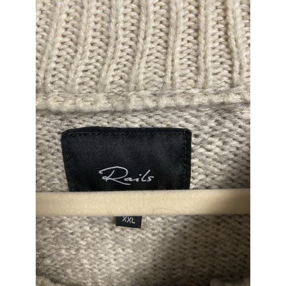 Rails Mens Buckley Knit Sweater Yak Mock Neck Henley Size XXL Oat Beige - Picture 3 of 4